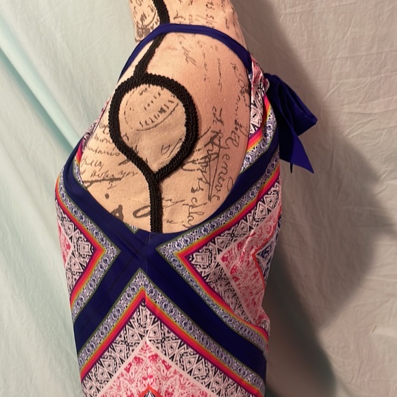 TRINA TURK graphic print dress fully lined royal blue sz 6 - Picture 4 of 13